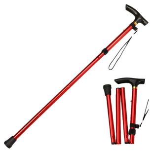 五节折叠超短登山杖拐杖 爬山旅游登山T柄手杖 五档调节伸缩拐棍