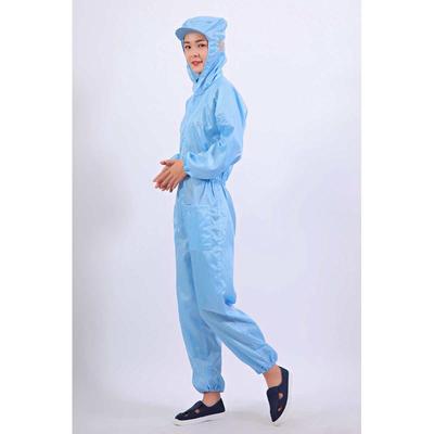 防静电连体服无尘服带帽檐静电衣连体连帽带口袋静电衣防护喷涂服
