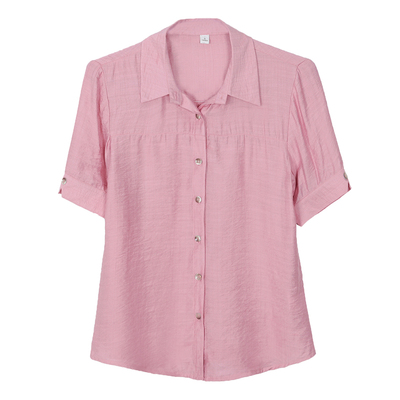 棉麻衬衫妈妈款夏季短袖女士衬衣