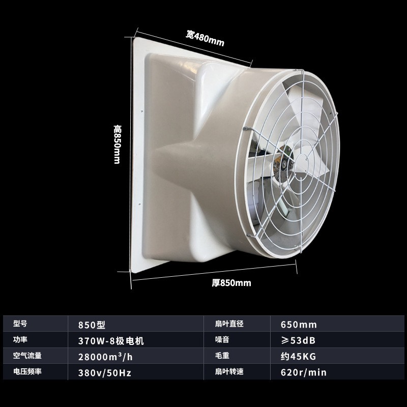玻璃钢负压风机 工业强力排风扇换气扇 养殖专用风机水帘湿帘墙