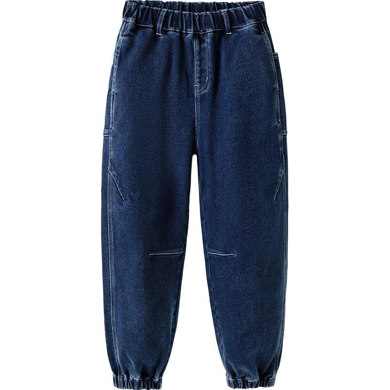 巴拉巴拉男童牛仔裤中大童一体绒裤子宝宝秋冬新款童装加绒儿童厚