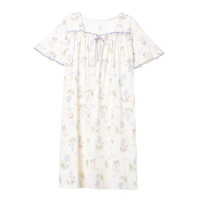 100%纯棉睡裙女款大码短袖可爱