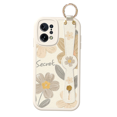 适用oppofindx5手机壳新款findx3背带k11油画花朵k10pro腕带k9斜挎挂绳13一加ace3保护套12真我gtneo6女oppo