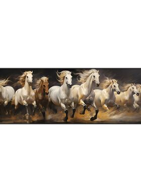 八骏图挂画客厅办公室背景墙装饰画轻奢风壁画卧室书房茶室骏马图