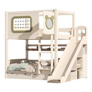 樱桃木上下铺同宽平行床高架床单上层树屋高低床儿童子母床上下床