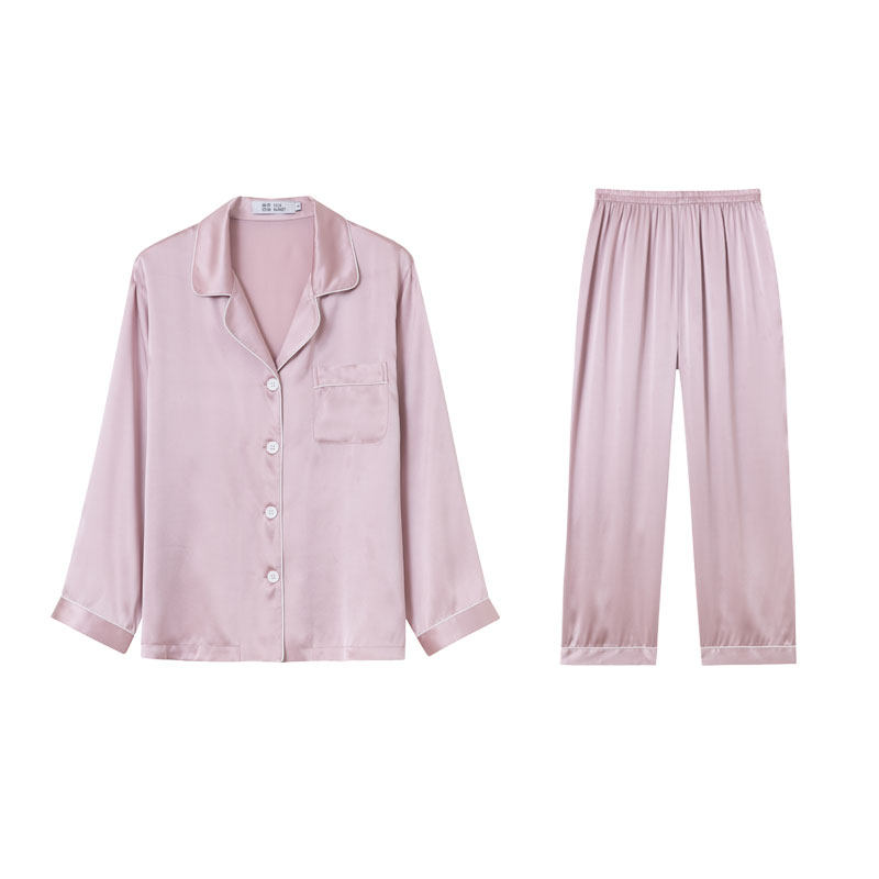 SLKMRKT乃丝 真丝睡衣睡裤女100%桑蚕丝家居服高档19姆米夏季套装