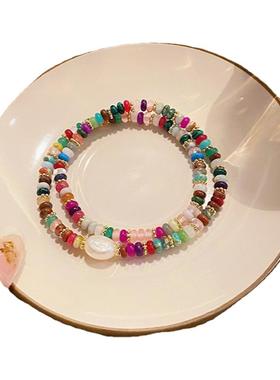 繁花天然石珍珠文艺混合材质饰品