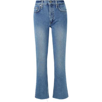 RAG & BONE女士七分高腰微喇牛仔裤