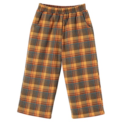 允儿妈女童加绒加厚格子休闲裤