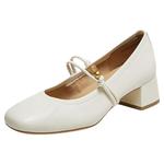 TATA他她女鞋半融芝士浅口平底单鞋子气质羊皮玛丽珍鞋7ACE4CQ5