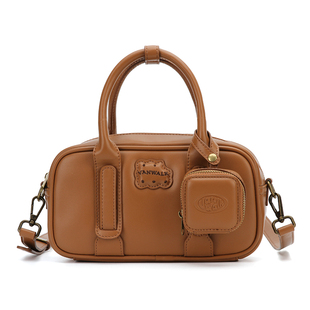 VANWALK lucky house 波士顿保龄球单肩手提斜挎包包棕色女款小众