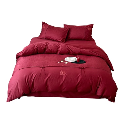 浪漫玫瑰提花100S全棉结婚四件套