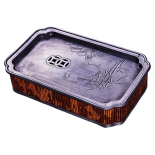 湘妃竹干泡台壶承壶托茶具茶盘小型长方形斑竹建水托盘中式复古