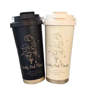 铃兰花水杯咖啡杯保温杯男女礼物儿童吸管杯大容量随行便携式饮水