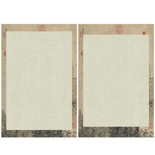 微喷蜡染宣纸山水图四尺对开28格半生半熟四开五言七言瓦当对联软笔毛笔书法作品纸专用纸比赛考级参赛练习纸