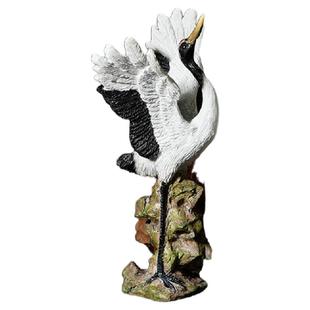 仿真小白鹤摆件假山鱼缸盆景景观造景仙鹤小摆设禅意客厅飞鹤装饰