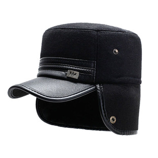 中老年人帽子男秋冬天加厚保暖护耳平顶帽爸爸爷爷大头围防寒棉帽