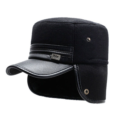 中老年人帽子男秋冬天加厚保暖护耳平顶帽爸爸爷爷大头围防寒棉帽