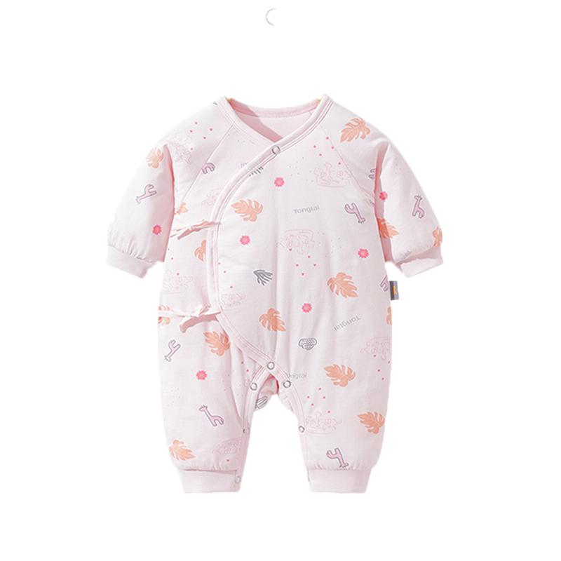 童泰新生儿婴儿衣服秋冬初生满月宝宝加厚保暖薄夹棉连体衣哈衣