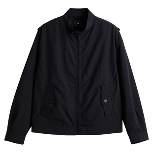 HM男装夹克25春季新款工装美式立领宽松版型尼龙外套1300726