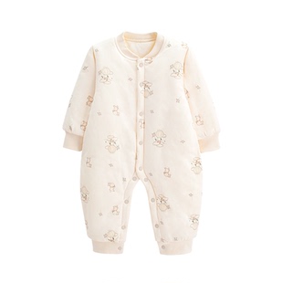 哥比兔新生婴儿儿衣服冬纯棉加厚连体衣秋冬装套装薄棉哈衣棉衣款