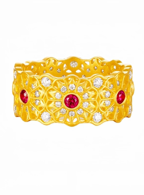 金包银戒指玫瑰花窗指环女不掉色