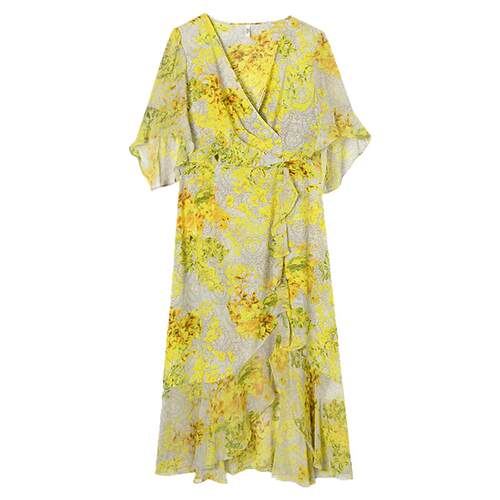 Outlets专柜撤柜正品 精品汉货HH夏装新款度假风印花中长裙连衣裙
