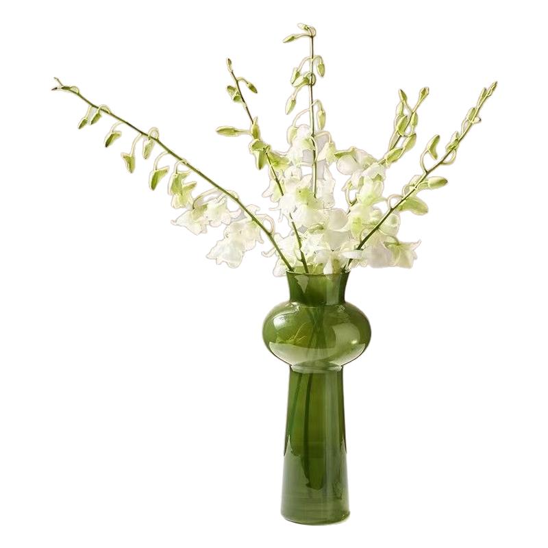 ins风新中式玻璃花瓶摆件客厅插花仿真花高级感轻奢水培鲜花器皿