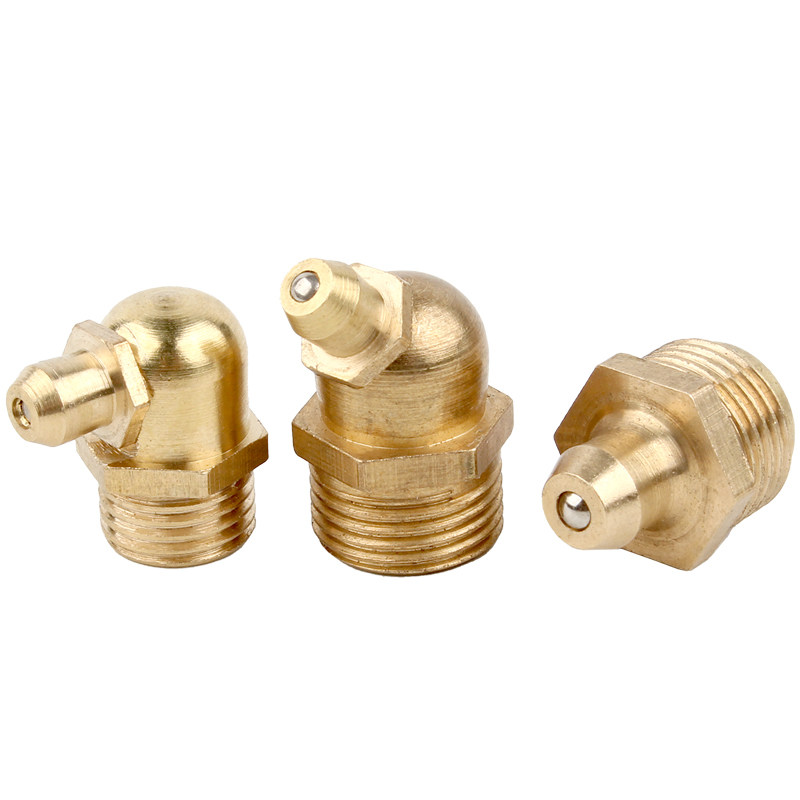 黄油嘴铜油嘴头铜油杯油咀油枪注油嘴黄油枪头挖机直弯油嘴M6-M16