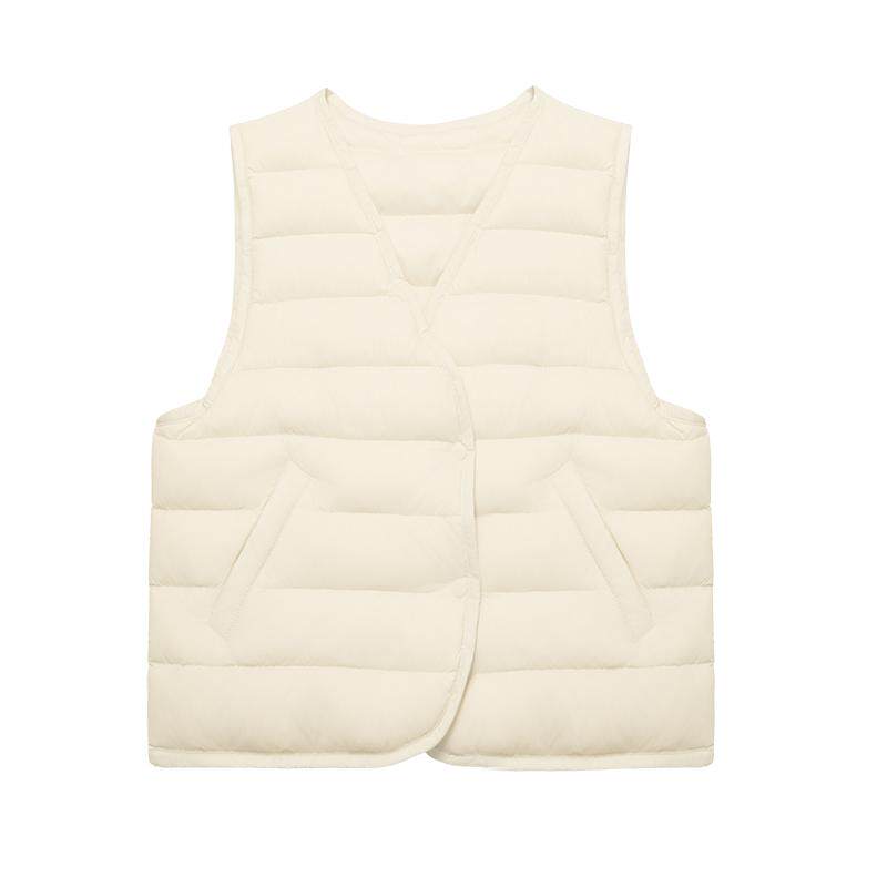 雅鹿26冬季新款轻薄羽绒服女内胆马甲贴身内搭保暖无领黑色小背心