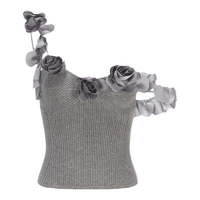 ARTEPURA单肩针织吊带灰色花朵