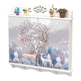 电表箱装饰画免打孔配电箱可推拉客厅总开关弱电源箱电闸盒遮挡箱