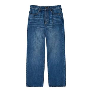 kappa卡帕女冬季款牛仔裤休闲直筒裤复古简约运动裤K0E22AN38