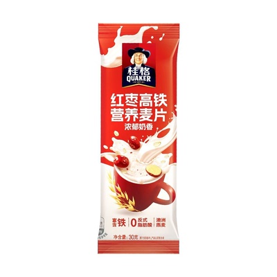 桂格醇香即食燕麦片30g麦片红枣牛奶早餐独立高钙营养小包装代餐