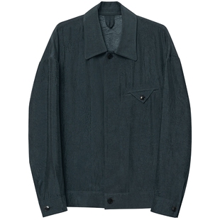 JDV商场同款深灰肌理感男士夹克春秋季翻领宽松休闲外套SJK4024