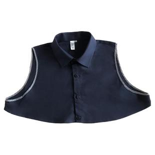 纯棉磨毛百搭假领子男女通用条纹格子衬衫衣领休闲毛衣装饰尖领