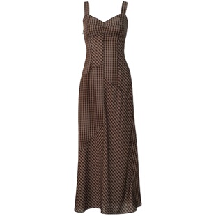 MINI STUDIO徐琳 开年有喜 脱轨 法式复古不规则剪裁格纹吊带裙