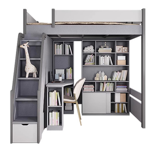 上床下桌儿童带书桌一体组合高架双层床衣柜上下铺家用成人高低床