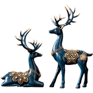 现代轻奢鹿摆件家居客厅电视柜酒柜装饰品桌面玄关摆件梅花鹿乔迁