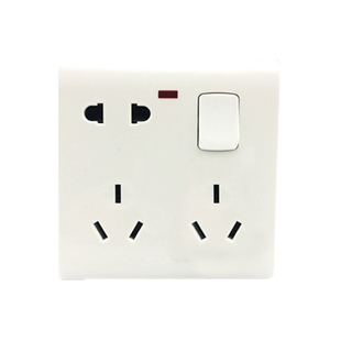 包邮86型二三三带指示灯开关插座面板家用八8孔16a多功能暗装电源