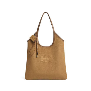 红蜻蜓麂皮托特包女新款miu系礼物复古棕色绒面大容量手提单肩包