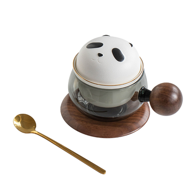 叁旬熊猫茶咖陶瓷茶水分离水杯