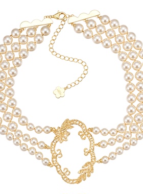 YVMIN尤目x SHUSHUTONG 镂空画框渐变珍珠项链 原创小众设计 默叙