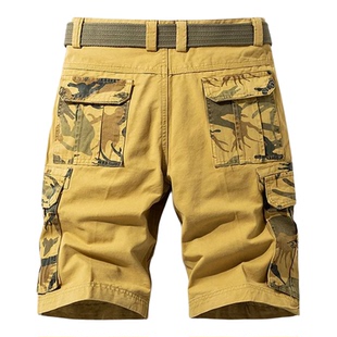 迷彩工装短裤男士夏季宽松五分裤Loose Camo Casual Cargo Shorts