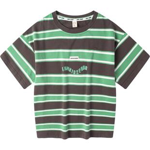 小象汉姆童装男童短袖T恤条纹儿童体恤衫半袖圆领2026夏装新款潮