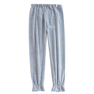 法兰绒孕妇睡裤秋冬加绒加厚可调节孕期居家托腹裤保暖长裤家居服