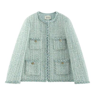 手工立体宽肩廓形小香外套