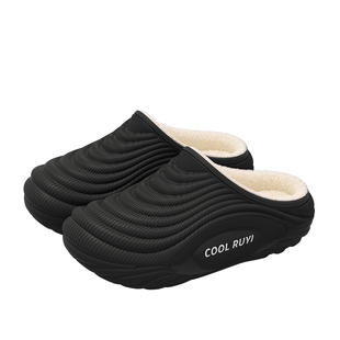 防水棉拖鞋男士冬季2025新款室内居家防滑保暖可外穿加绒厚底拖鞋