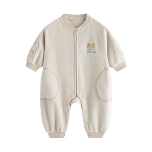 麦拉贝拉婴儿摇粒绒连体衣爬服宝宝衣服春秋外出服抓绒保暖哈衣