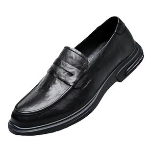 真皮豆豆鞋男2026春季新款透气一脚蹬男士乐福鞋软底百搭休闲皮鞋